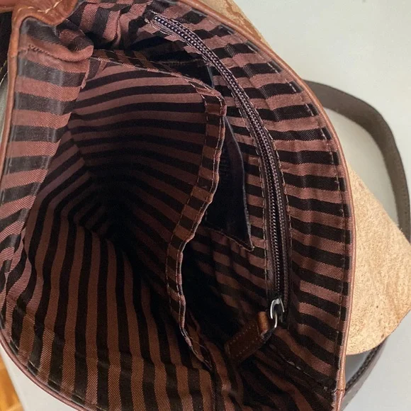 Jack Georges Savio Horseshoe Crossbody Bag Buffalo Leather Brown Cream - Picture 11 of 11